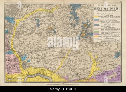 NE LONDON GEOLOGICAL Essex Redbridge Newham Barking Dagenham &c BACON 1900 map Stock Photo