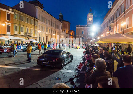 Mille Miglia classic car rally, Piazza del Popolo, Ravenna, Emilia-Romagna, Italy Stock Photo