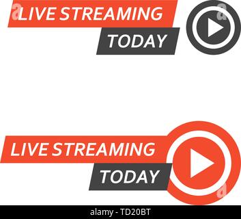 Live streaming logo - play button for online broadcasting, live stream icon Stock Vector