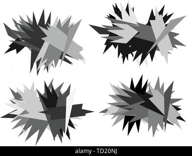 Abstract black and wihte geometric series with different graphics in the set Stock Vector