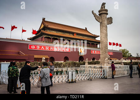 Tiananmen, The Gate of Heavenly Peace, in Tiananmen Square, Beijing, China on 1 April 2011 Stock Photo