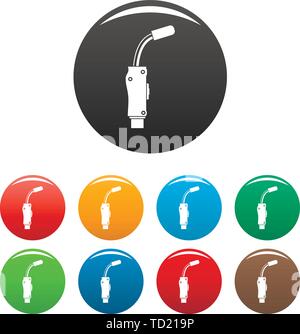 Welding head icons set 9 color vector isolated on white for any design Stock Vector