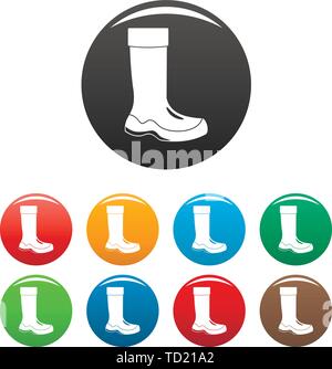 Rubber boots icons set 9 color vector isolated on white for any design Stock Vector