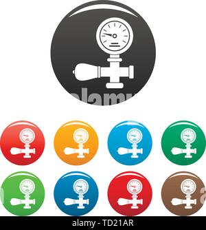 Welding gas pressure monitor icons set 9 color vector isolated on white for any design Stock Vector