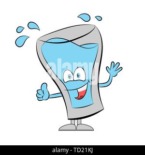 Cartoon illustration of a happy of water with thumb up, vector illustration Stock Vector