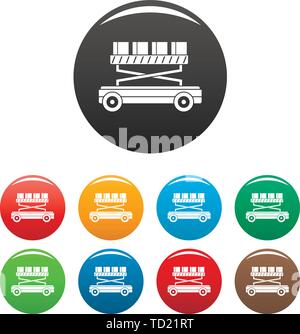 Machine lift box icons set 9 color vector isolated on white for any design Stock Vector