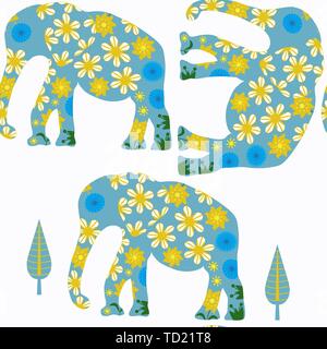 Elephants seamless pattern. It is located in swatch menu, vector Stock Vector