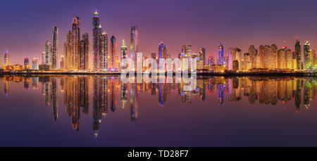 Dubai Marina bay view from Palm Jumeirah, UAE Stock Photo