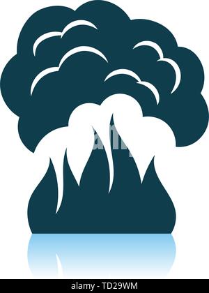 Fire And Smoke Icon. Shadow Reflection Design. Vector Illustration. Stock Vector