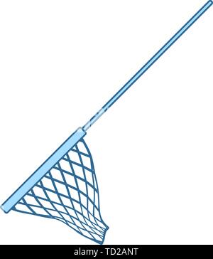 Icon Of Fishing Net. Thin Line With Blue Fill Design. Vector Illustration. Stock Vector