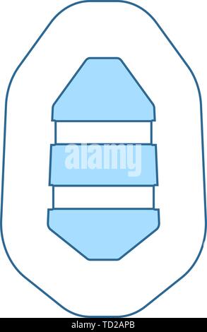 Icon Of Rubber Boat. Thin Line With Blue Fill Design. Vector Illustration. Stock Vector