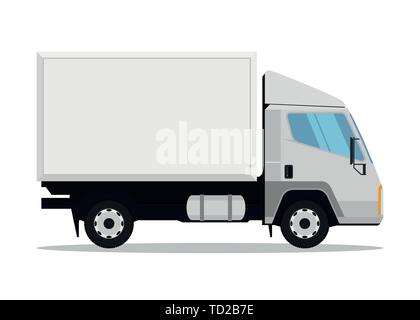 Delivery truck lorry vector. Side profile lorry with blank cargo side panel to place graphic. Isolated on white background. Vector illustration. Stock Vector