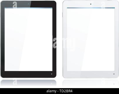 Realistic Computer Tablet in Black and White, Vector with grouped items, named layers and with a separate layer to easily add your own image to tablet Stock Vector