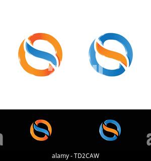 Initial letter S shiny logo design in 3D style design with rounded side Stock Vector