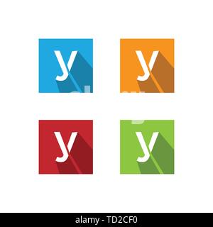 Initial letter Y logo with long shadows style design Stock Vector