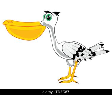 Sea bird pelican on white background is insulated Stock Vector