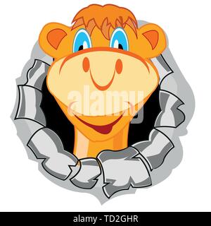 Cartoon of the mug animal in hole in wall Stock Vector