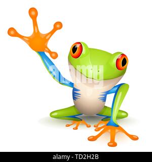 Little tree frog on white background Stock Vector