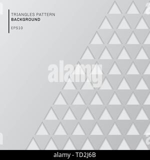 Abstract gray triangles pattern on white background paper cut style with copy space. Modern geometric wallpaper. Vector illustration Stock Vector
