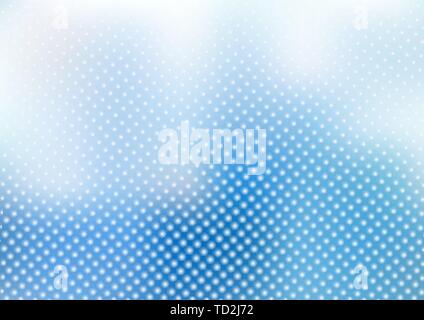 Abstract blue blurred background with dots pattern halftone style. Vector illustration Stock Vector