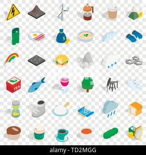 Mountain icons set, isometric style Stock Vector