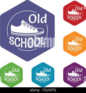 Old school icons vector hexahedron Stock Vector