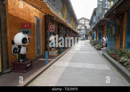 Panda Creativity street in Dujiangyan city, Sichuan Province, China Stock Photo