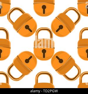 Closed padlock seamless pattern with cartoon style. Vector illustration. Stock Vector
