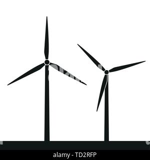 windmill silhouette icon wind power energy vector illustration EPS10 Stock Vector