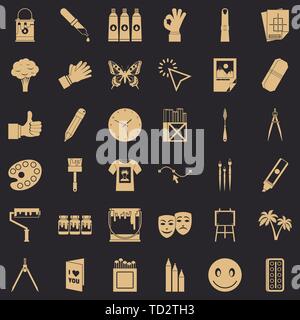 Paint material icons set, simple style Stock Vector