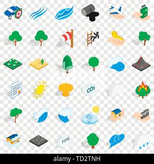 Fire icons set, isometric style Stock Vector