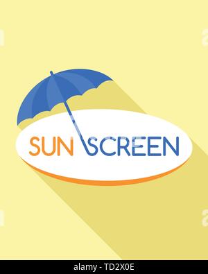 Sunscreen umbrella logo. Flat illustration of sunscreen umbrella vector logo for web design Stock Vector