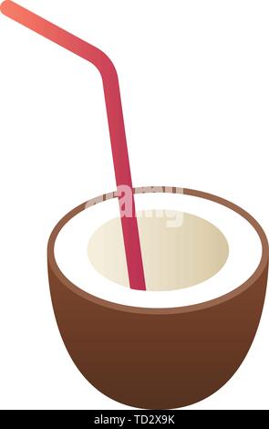 Coconut cocktail icon. Isometric of coconut cocktail vector icon for web design isolated on white background Stock Vector