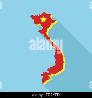 Vietnam teritory map icon, flat style Stock Vector