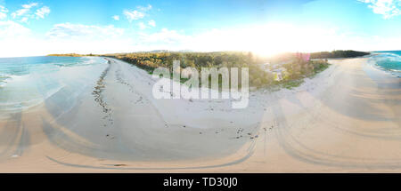 Panoramic landscape of Woolgoolga, Woolgoolga Headland and beach in New South Wales, Australia. Stock Photo