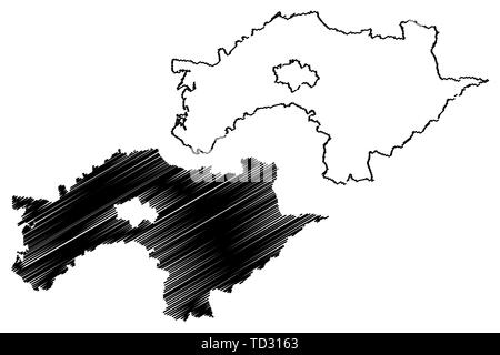 Chiayi County (Administrative divisions of Taiwan, Republic of China, ROC, Counties) map vector illustration, scribble sketch Chiayi map Stock Vector