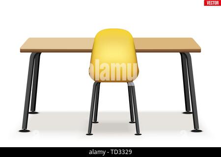 Wood white desk, table top surface in perspective isolated on plaid ba By  Microvector