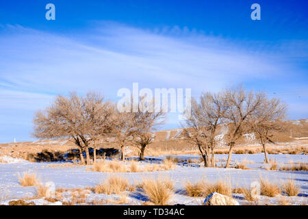 The old county of Axe under Al Jinshan after the snow. Stock Photo