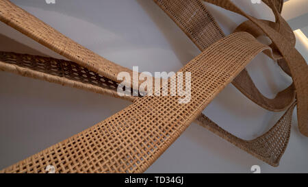 Siem Reap, Cambodia, 25th, January, 2019: The art of intertwine rattan on the wall. Stock Photo