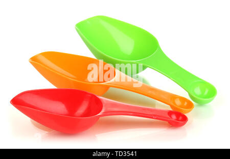 Empty measuring cups for washing powder isolated on white Stock Photo ...