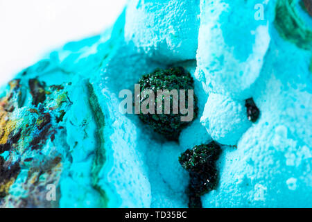 Chrysocolla on Malachite, Toile du Congo Mine, Lubumbashi, Katanga, Congo Stock Photo