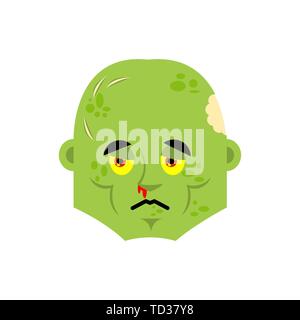 Zombie sad emoji. Living Dead sorrowful emotions avatar. dead man dull. Vector illustration Stock Vector