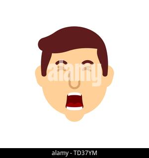 Man yawn face isolated. Guy is yawning.Vector illustration Stock Vector