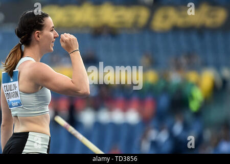 Ninon Guillon Romarin of France reacts during the women's pole vault at the IAAF Diamond League Golden Gala  Roma 06-06-2019 Stadio Olimpico,  Meeting Stock Photo