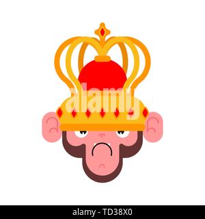Monkey in crown. Gorilla King. Vector illustration Stock Vector
