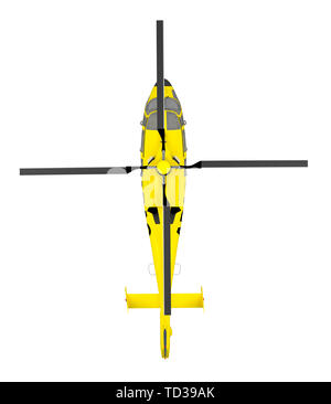 helicopter top view isolated on white. 3d rendering Stock Photo