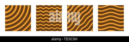 Set of four creative covers. Abstract concept layout template. Applicable for posters, placards, covers, cards, flyers designs. Wavy, zigzag lines. Stock Vector