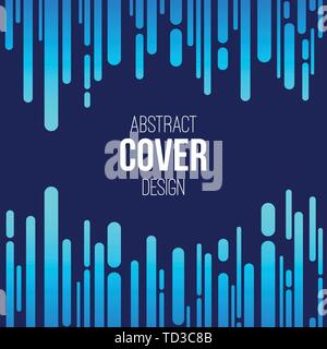 Abstract creative concept layout template. Trendy cover, card, flyer, poster, brochure design. Modern abstract cover. Vertical rounded stripes in blue Stock Vector