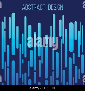 Abstract creative concept layout template. Trendy cover, card, flyer, poster, brochure design. Modern abstract cover. Vertical rounded stripes in blue Stock Vector