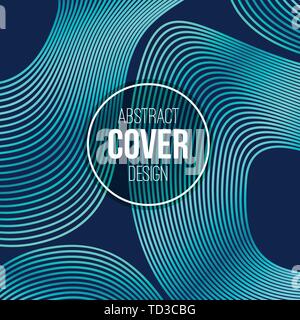 Abstract creative concept layout template. Trendy cover, card, flyer, poster, brochure design. Modern abstract cover from wavy lines. Stripes, waves. Stock Vector